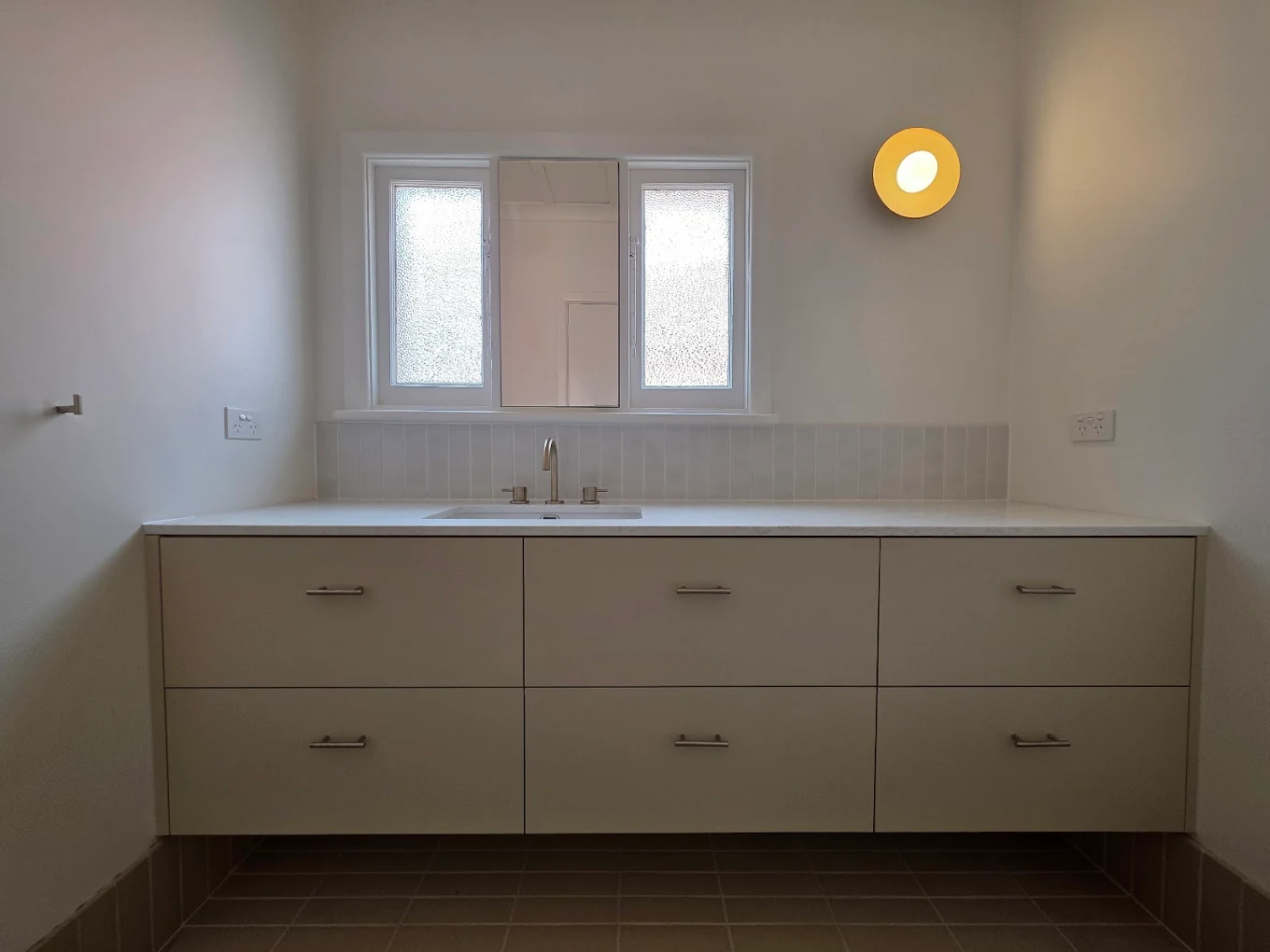 Completed bathroom vanity installation